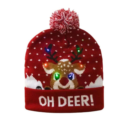 LED Christmas Knit Beanie Hat with Colorful Lights a1 by HitMyNeed
