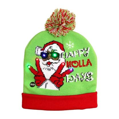 LED Christmas Knit Beanie Hat with Colorful Lights a2 by HitMyNeed