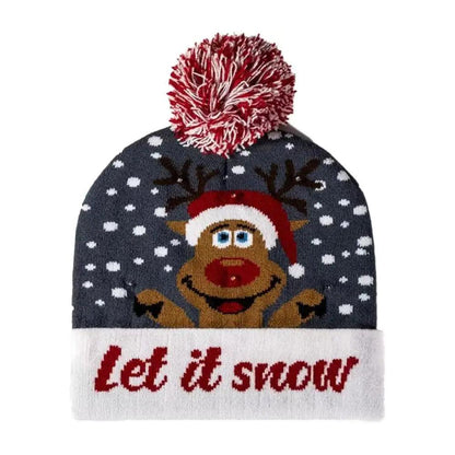 LED Christmas Knit Beanie Hat with Colorful Lights a6 by HitMyNeed