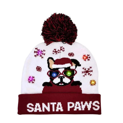 LED Christmas Knit Beanie Hat with Colorful Lights a7 by HitMyNeed