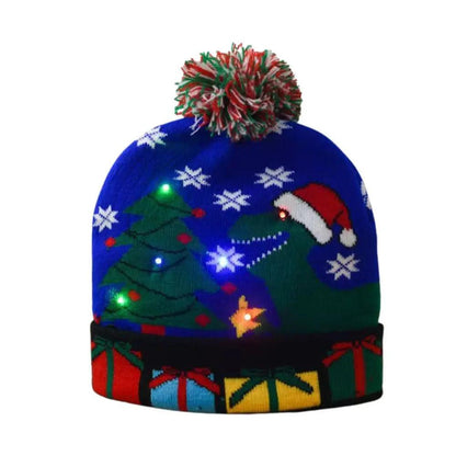 LED Christmas Knit Beanie Hat with Colorful Lights a8 by HitMyNeed