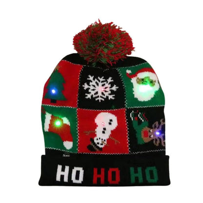 LED Christmas Knit Beanie Hat with Colorful Lights a9 by HitMyNeed