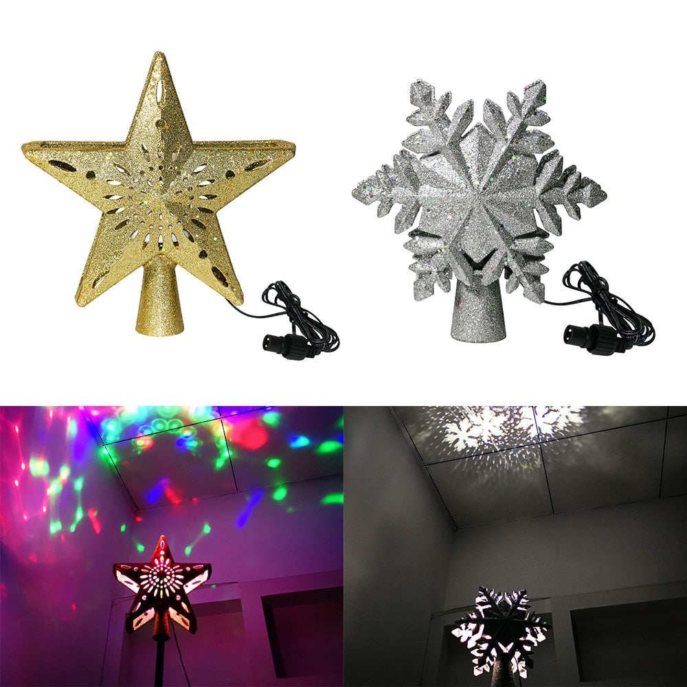 LED Christmas Tree Topper with Rotating Projector by HitMyNeed