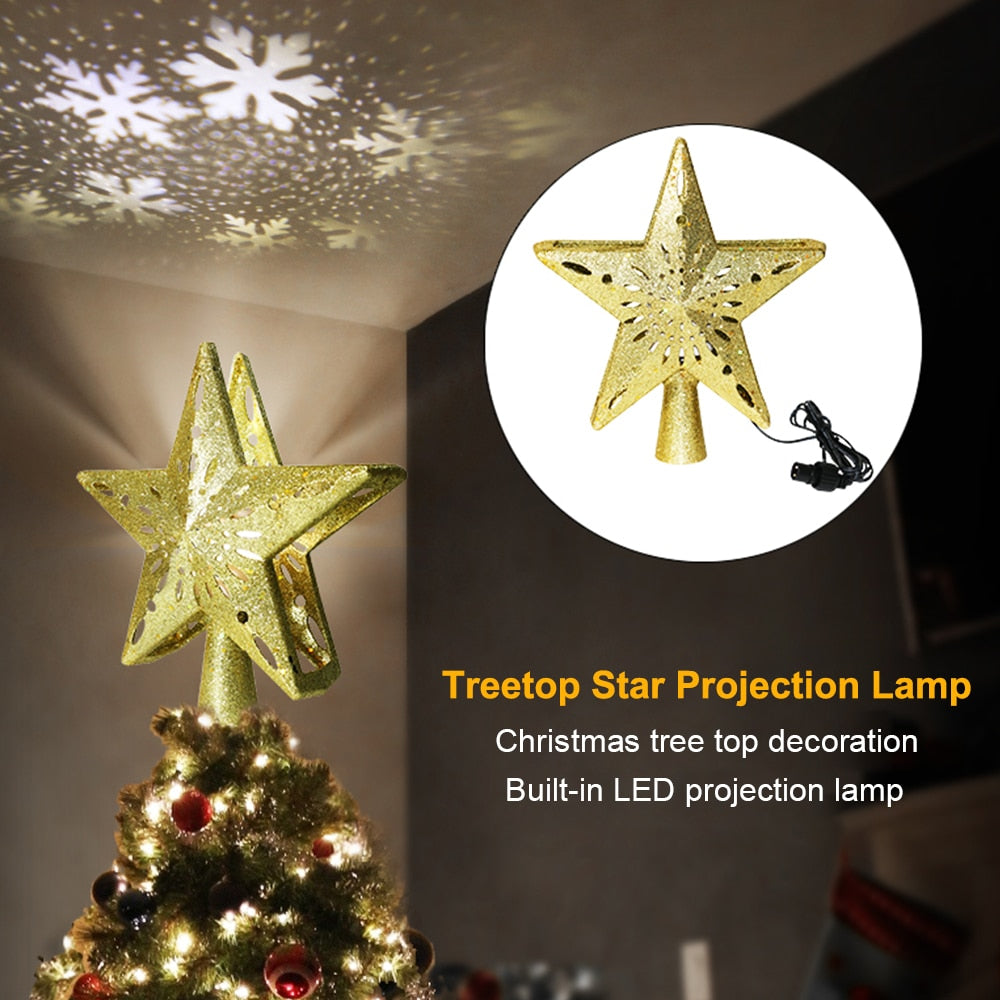 LED Christmas Tree Topper with Rotating Projector by HitMyNeed