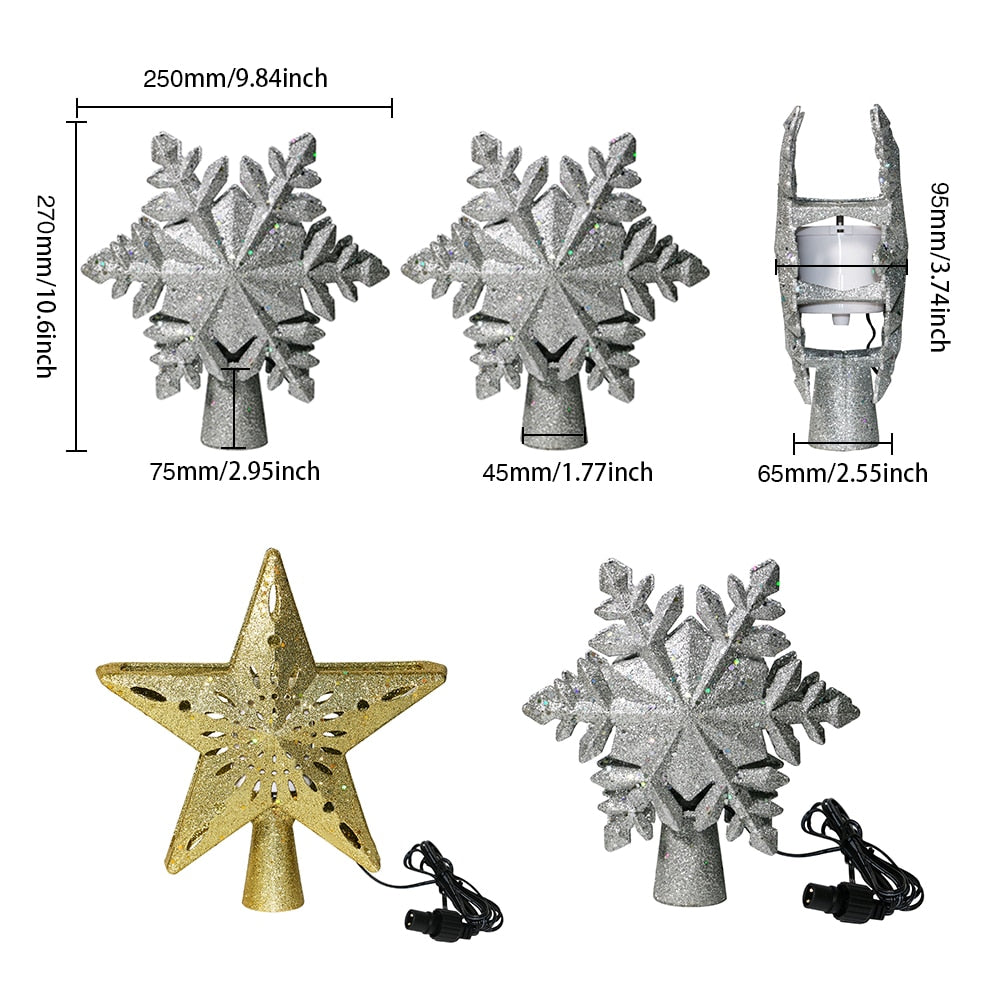 LED Christmas Tree Topper with Rotating Projector by HitMyNeed