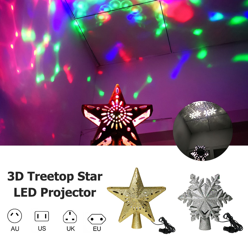 LED Christmas Tree Topper with Rotating Projector by HitMyNeed