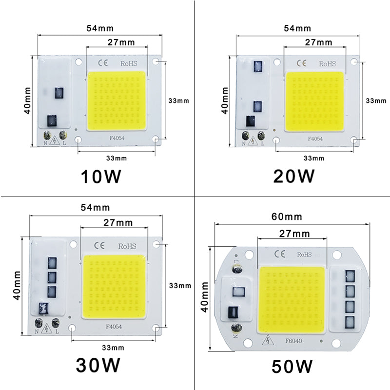 LED COB Chip 10-50W 220V IP65 Smart IC Flood/Spot by HitMyNeed