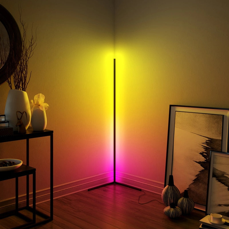 LED Corner Standing Lamp with Warm White & RGB Modes by HitMyNeed