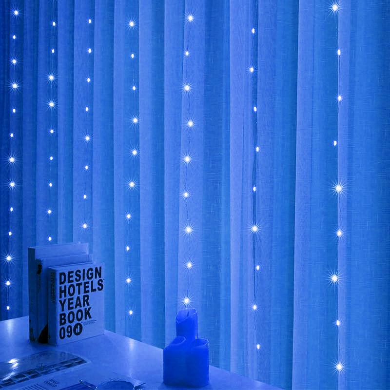 LED Curtain Icicle Fairy Lights 3x1m with Remote blue 3x3m by HitMyNeed