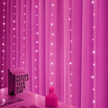LED Curtain Icicle Fairy Lights 3x1m with Remote pink 6x3m by HitMyNeed