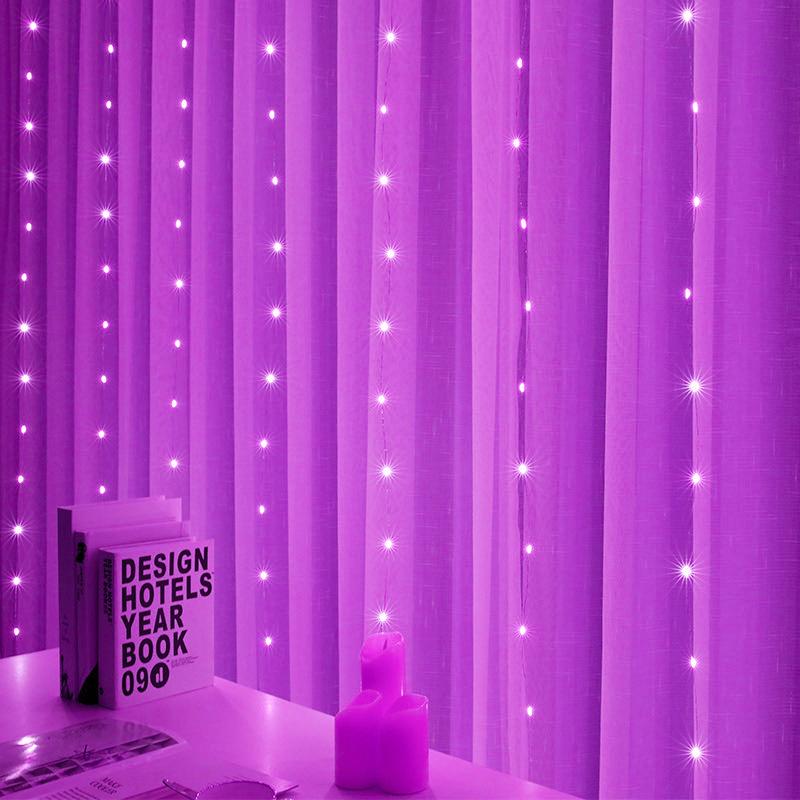 LED Curtain Icicle Fairy Lights 3x1m with Remote purple 6x3m by HitMyNeed