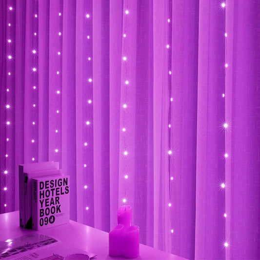 LED Curtain Icicle Fairy Lights 3x1m with Remote purple 6x3m by HitMyNeed