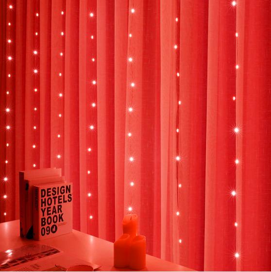 LED Curtain Icicle Fairy Lights 3x1m with Remote red 6x3m by HitMyNeed