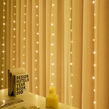LED Curtain Icicle Fairy Lights 3x1m with Remote warm-white 3x1m by HitMyNeed