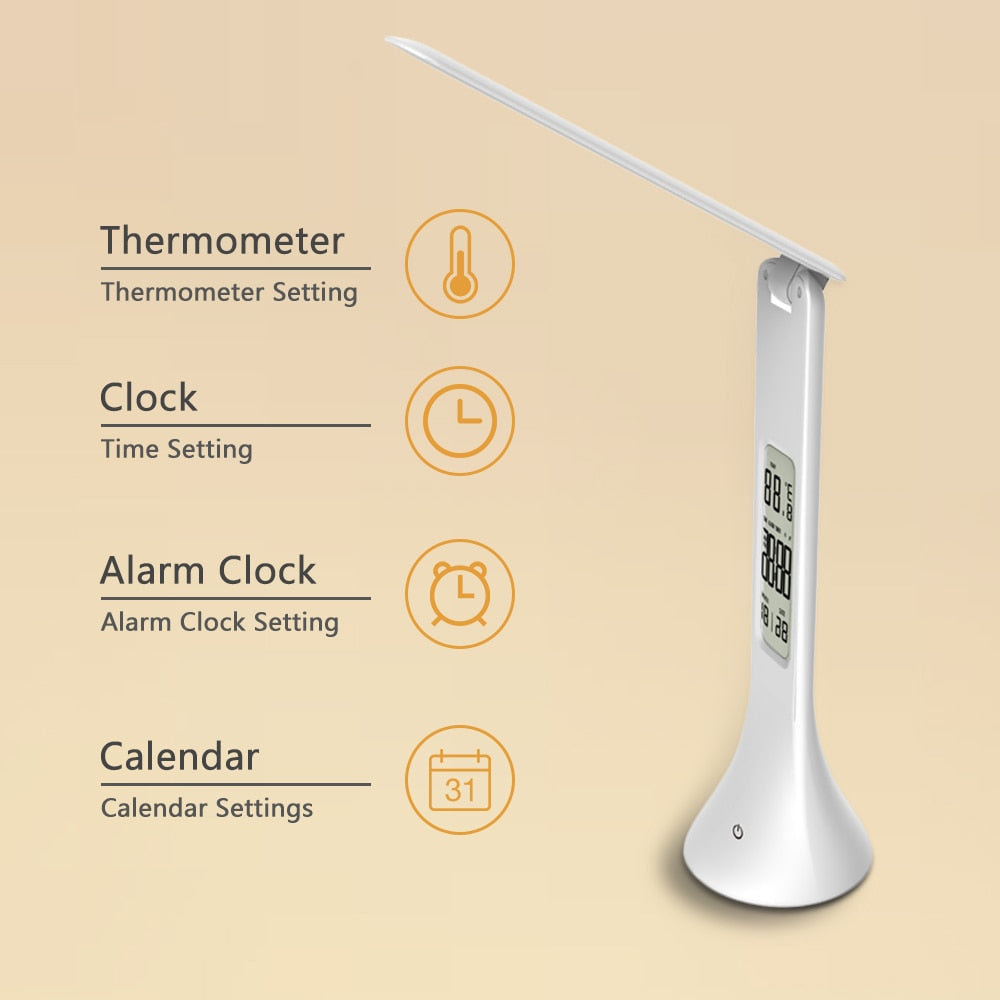 LED Desk Lamp with Clock, Calendar and Thermometer by HitMyNeed