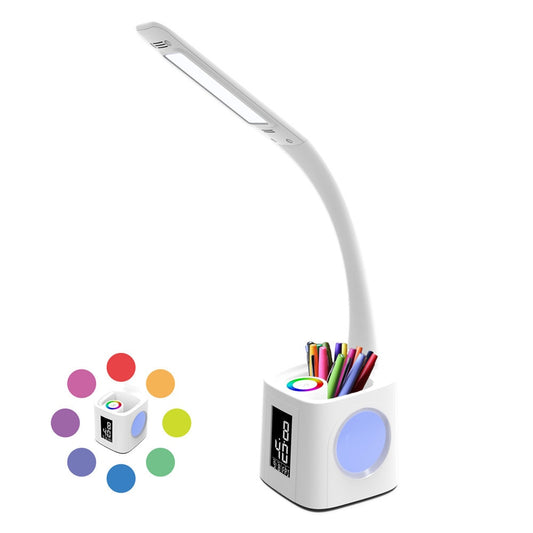 LED Desk Lamp with Clock, Calendar and USB Port by HitMyNeed