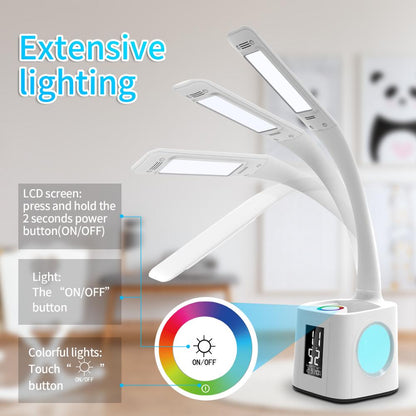 LED Desk Lamp with Clock, Calendar and USB Port by HitMyNeed