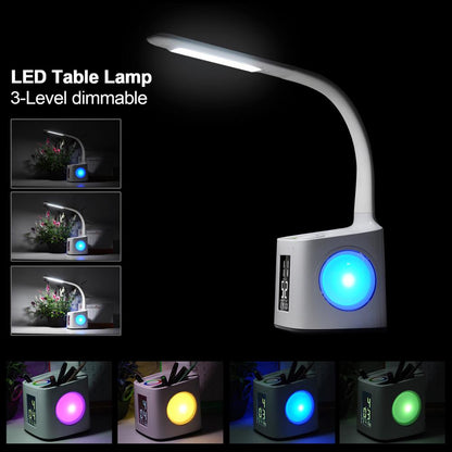 LED Desk Lamp with Clock, Calendar and USB Port by HitMyNeed