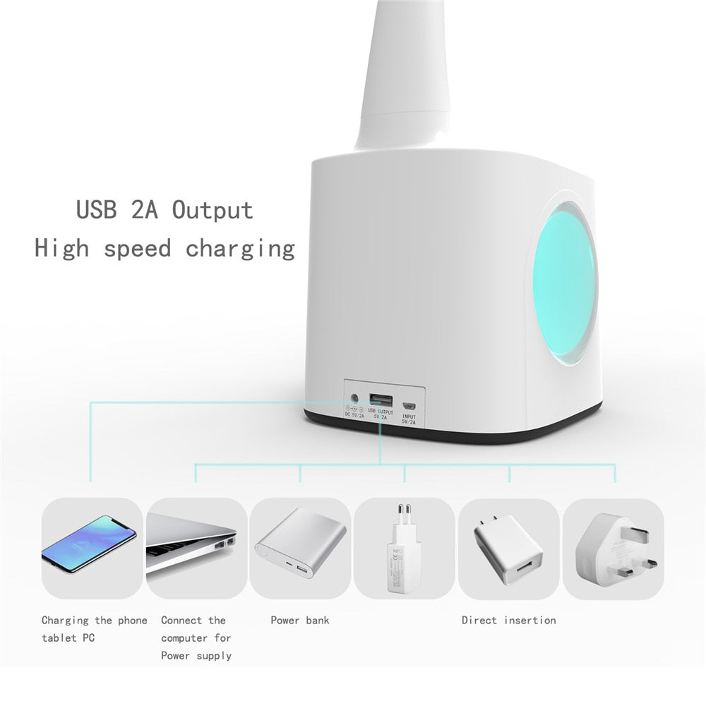 LED Desk Lamp with Clock, Calendar and USB Port by HitMyNeed
