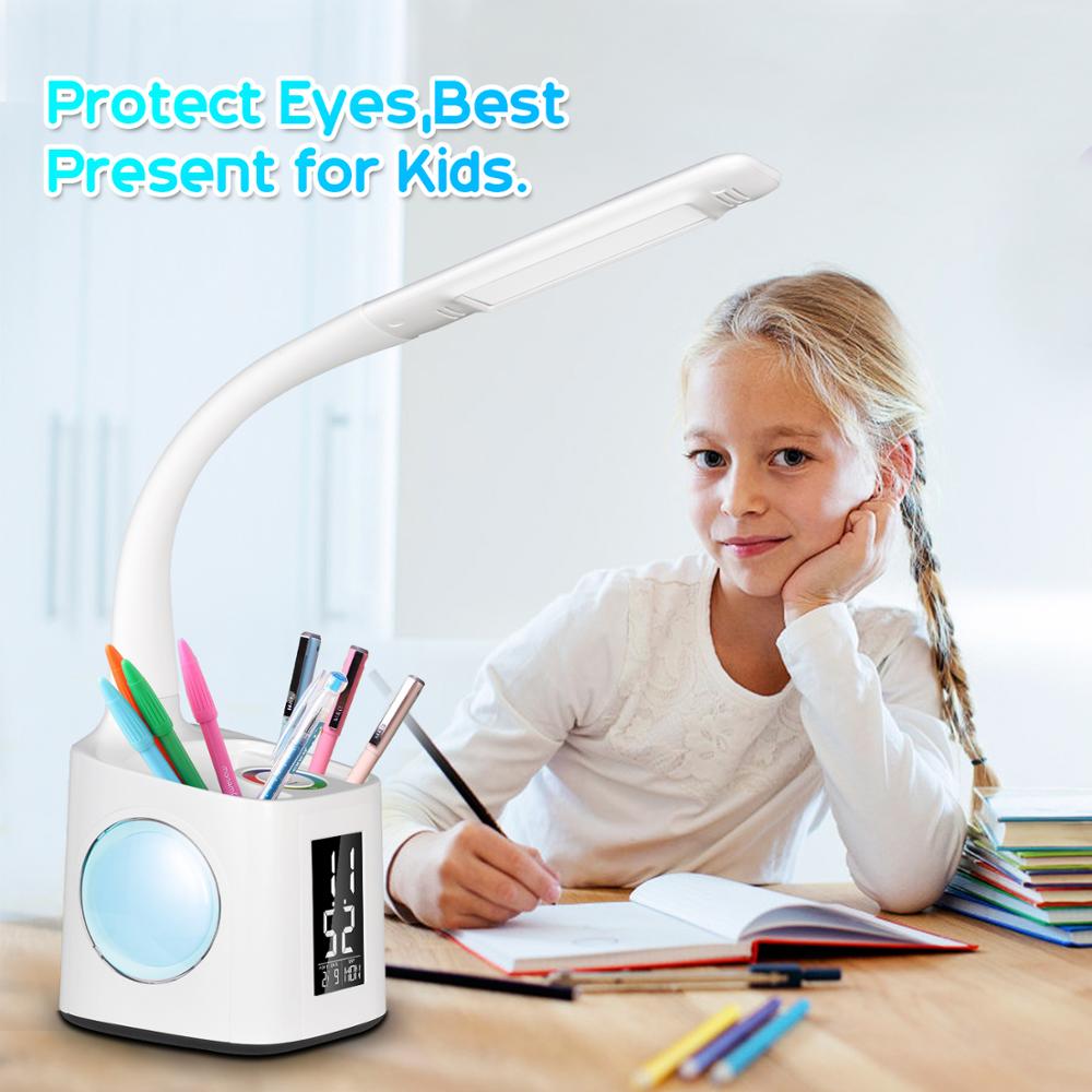 LED Desk Lamp with Clock, Calendar and USB Port by HitMyNeed