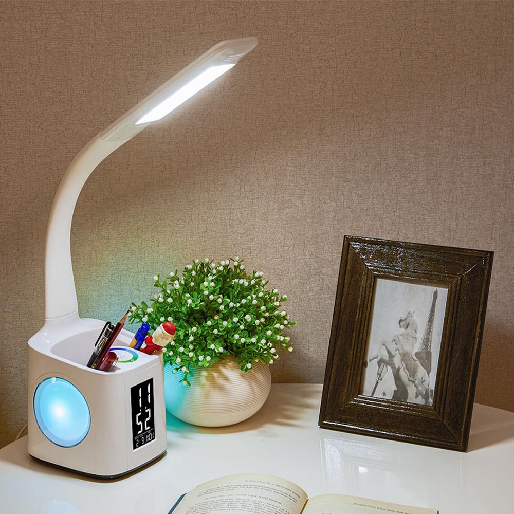 LED Desk Lamp with Clock, Calendar and USB Port by HitMyNeed