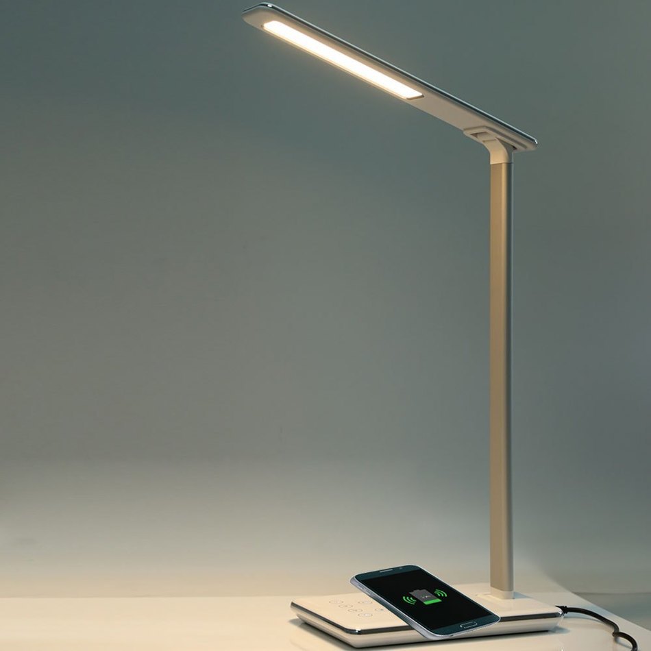 LED Desk Lamp with Wireless Qi Phone Charger by HitMyNeed