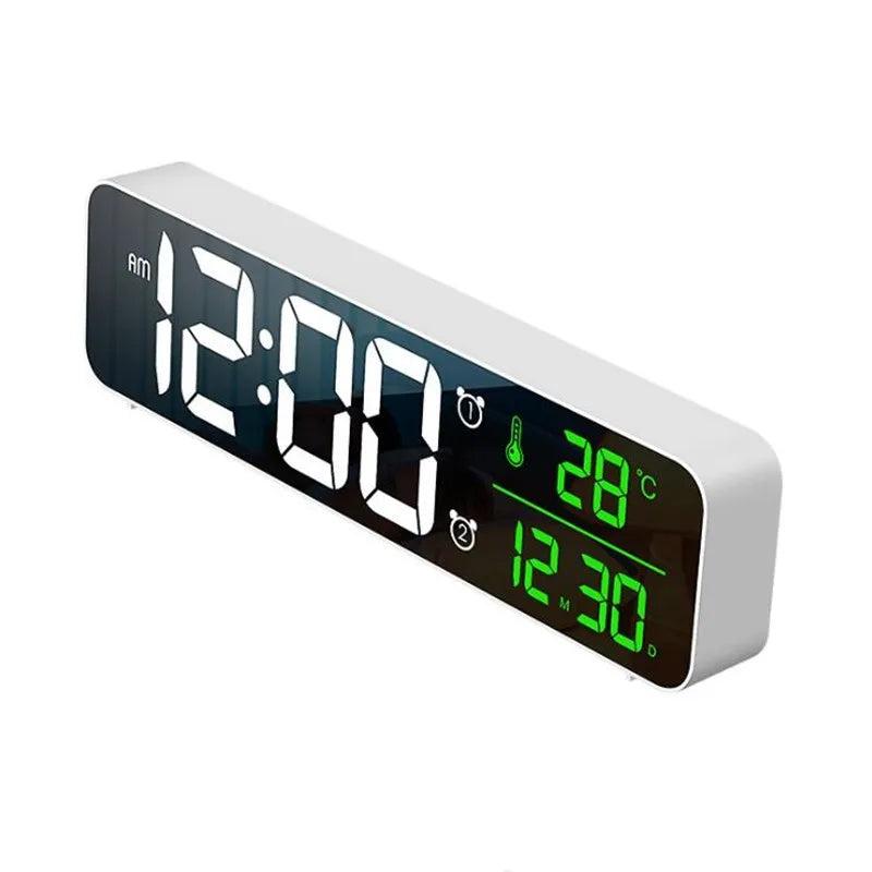 LED Digital Alarm Clock with Date, Temperature & USB a-white by HitMyNeed