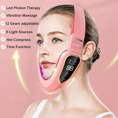 LED Facial Lifting & V-Shape Chin Massager Belt by HitMyNeed