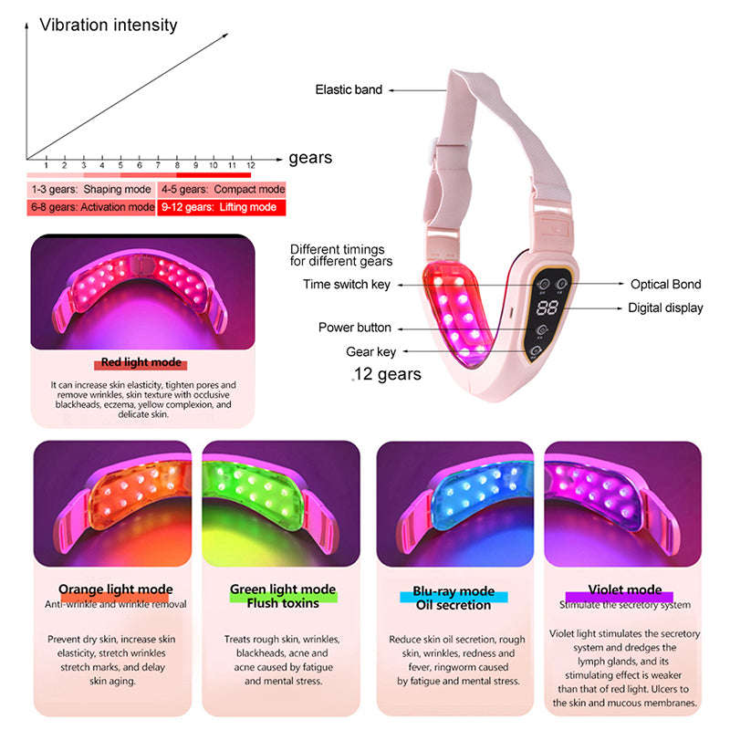 LED Facial Lifting & V-Shape Chin Massager Belt by HitMyNeed