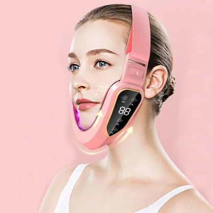 LED Facial Lifting & V-Shape Chin Massager Belt pink by HitMyNeed