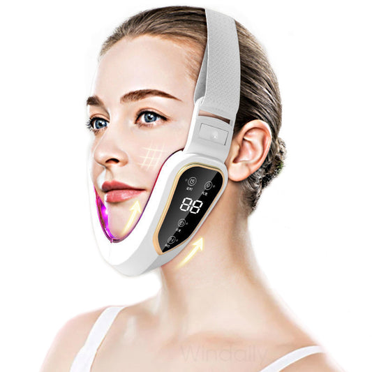 LED Facial Lifting & V-Shape Chin Massager Belt white by HitMyNeed