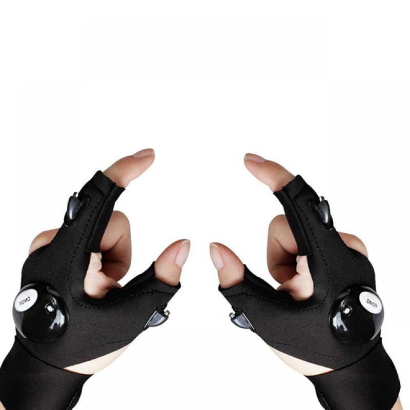 LED Fingerless Flashlight Gloves for Hands-Free Lighting by HitMyNeed