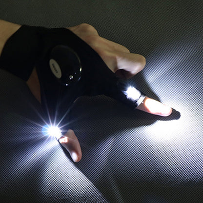 LED Fingerless Flashlight Gloves for Hands-Free Lighting by HitMyNeed