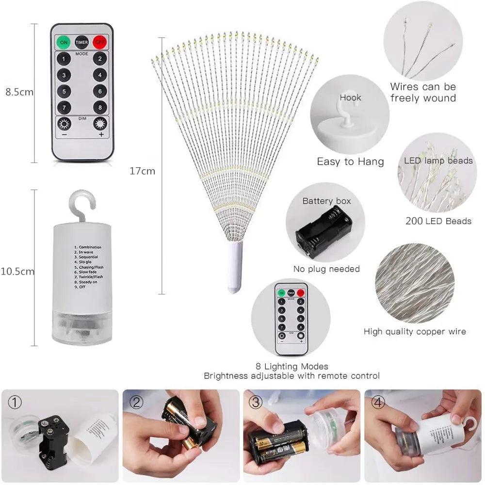 LED Firework Fairy Lights with Remote, 8 Modes by HitMyNeed