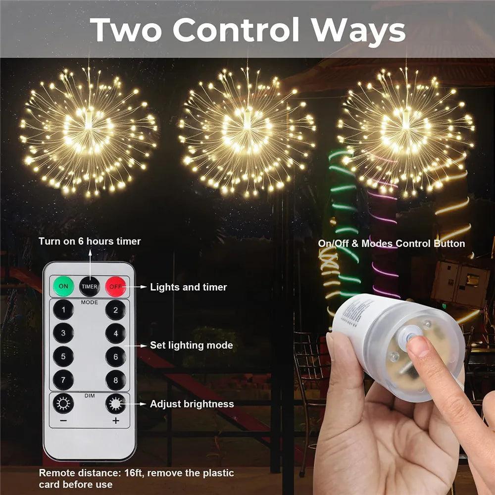 LED Firework Fairy Lights with Remote, 8 Modes warm-white by HitMyNeed