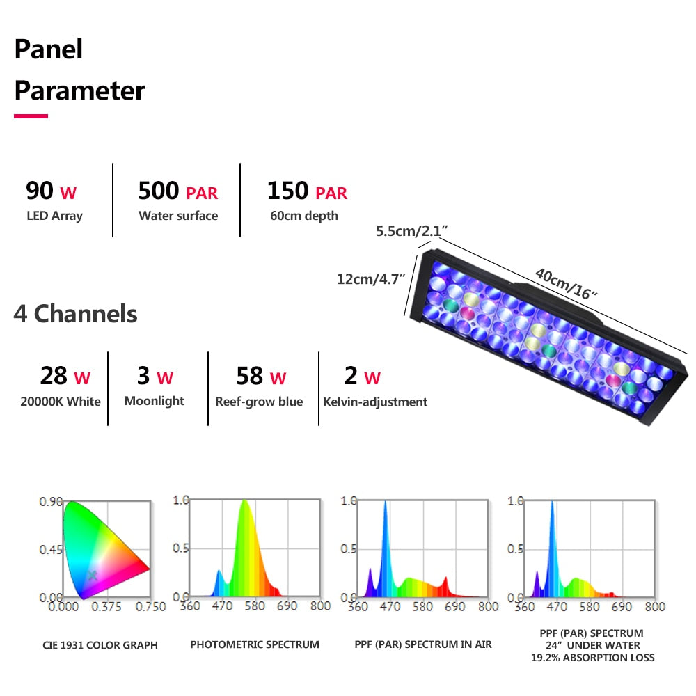 LED Fish Tank Light with Remote and Timer, 40cm by HitMyNeed