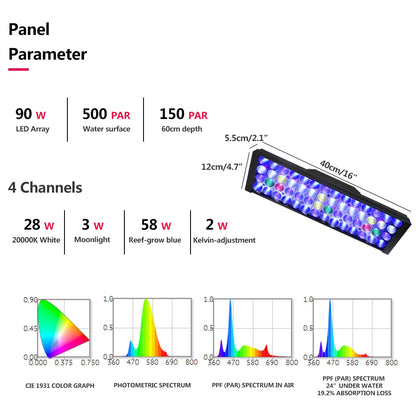 LED Fish Tank Light with Remote and Timer, 40cm by HitMyNeed