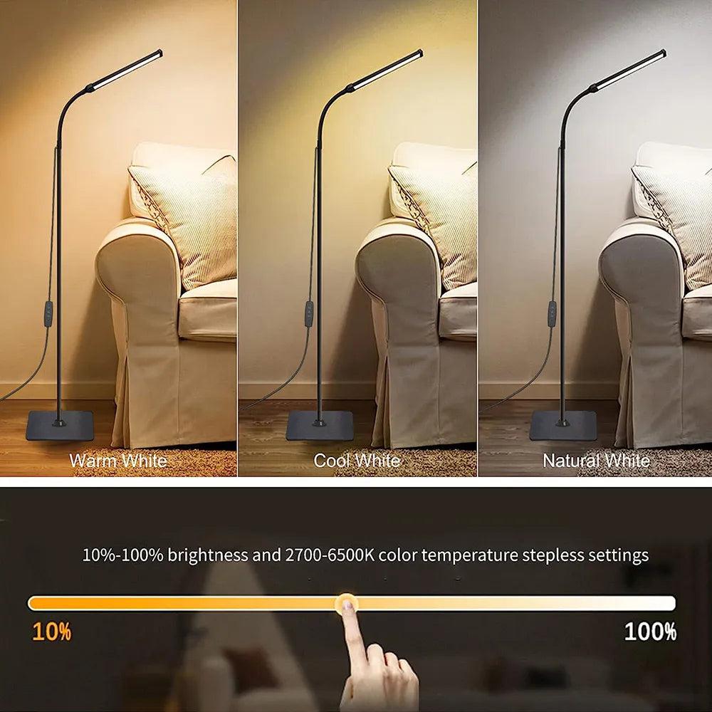 LED Floor Lamp with Dimmable Gooseneck, 3 Color Modes by HitMyNeed