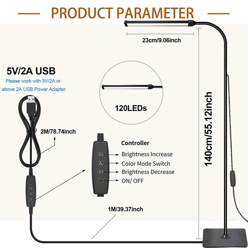 LED Floor Lamp with Dimmable Gooseneck, 3 Color Modes by HitMyNeed