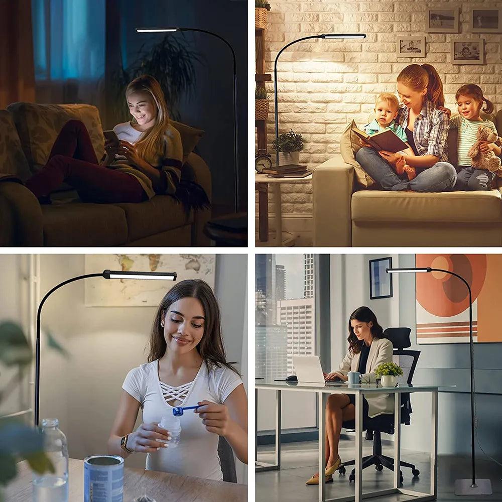 LED Floor Lamp with Dimmable Gooseneck, 3 Color Modes by HitMyNeed