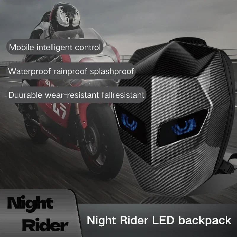 LED Hard Shell Laptop & Motorcycle Backpack large-carbon-fibre by HitMyNeed