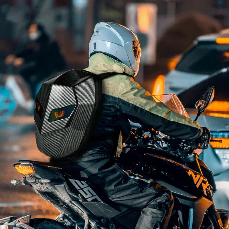 LED Hard Shell Laptop & Motorcycle Backpack small-carbon-fibre by HitMyNeed