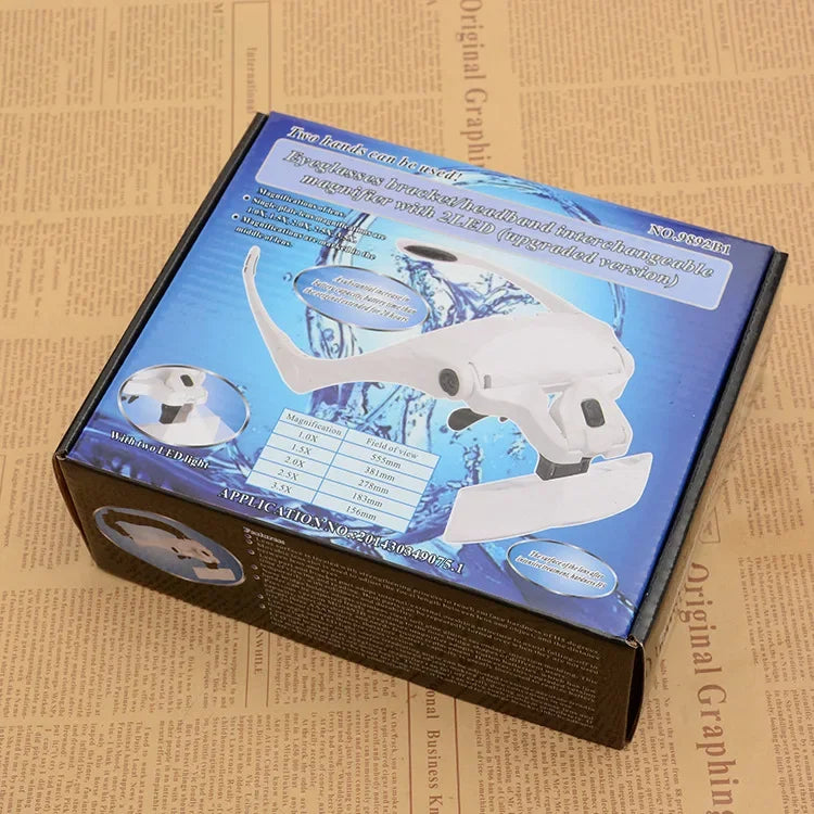 LED Headband Magnifier with 5 Lenses and 2 Lights by HitMyNeed