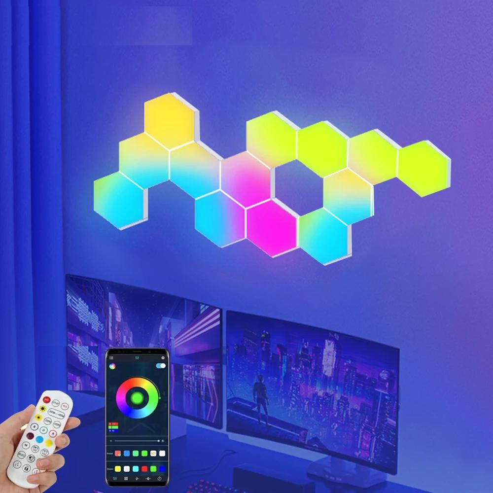 LED Hexagon RGB Smart Wall Light Panels with Music Sync by HitMyNeed
