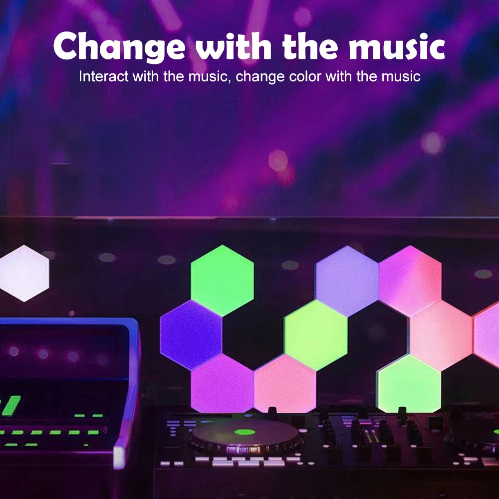 LED Hexagon RGB Smart Wall Light Panels with Music Sync by HitMyNeed