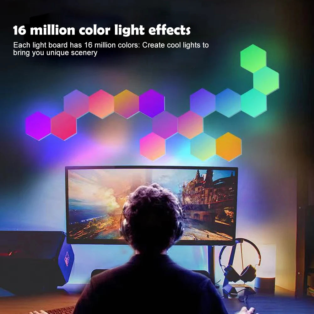 LED Hexagon RGB Smart Wall Light Panels with Music Sync by HitMyNeed
