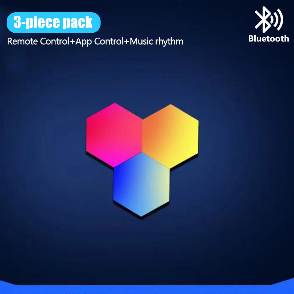 LED Hexagon RGB Smart Wall Light Panels with Music Sync 3pcs-bt by HitMyNeed