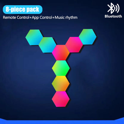 LED Hexagon RGB Smart Wall Light Panels with Music Sync 8pcs-bt by HitMyNeed