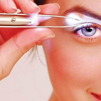 LED Light Eyebrow Tweezers for Precise Grooming by HitMyNeed