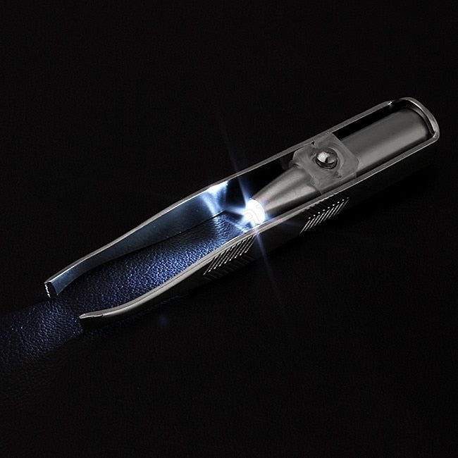 LED Light Eyebrow Tweezers for Precise Grooming by HitMyNeed
